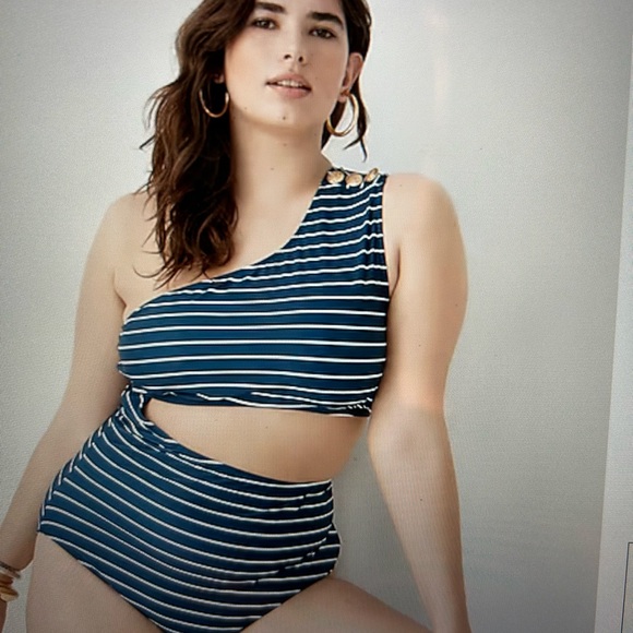 J Crew Navy Stripe Cutout One Piece - Picture 5 of 7